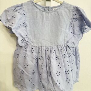 Zara Kids Light Blue Eyelet Blouse